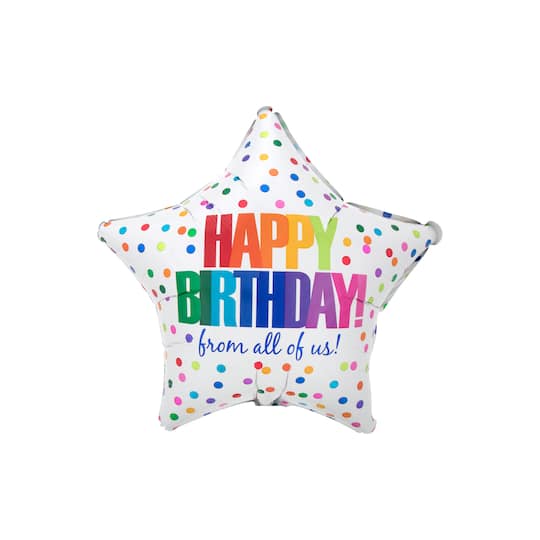19&#x22; Happy Birthday Polka Dot Mylar Balloon